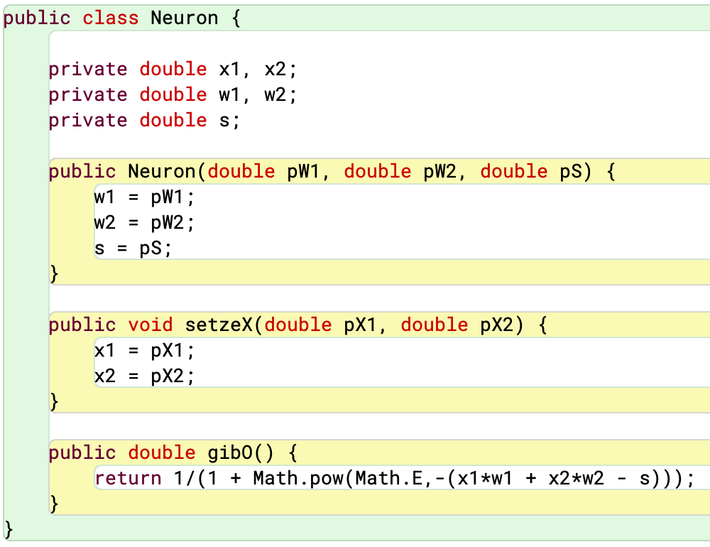 Artificail neuron Java