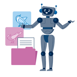 Illustration of a robot and a file folder