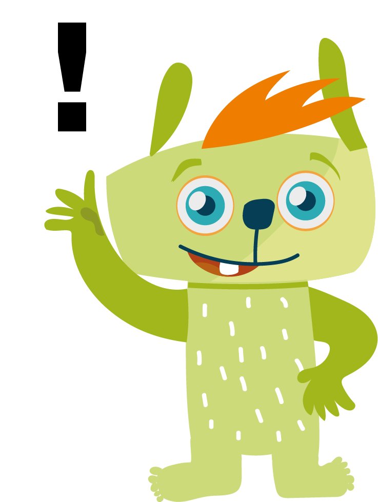 The Lilu character with a speech bubble with an exclamation mark