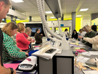 A group of teachers during a hands-on STEM workshop