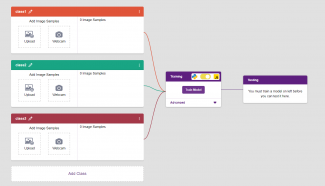 Screenshot of Machine Learning project on the Pictoblox platform