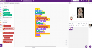 Screenshot of a PictoBlox program classifying dogs and cats
