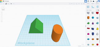 Screenshot of the Tinkercad app interface with two 3D objects